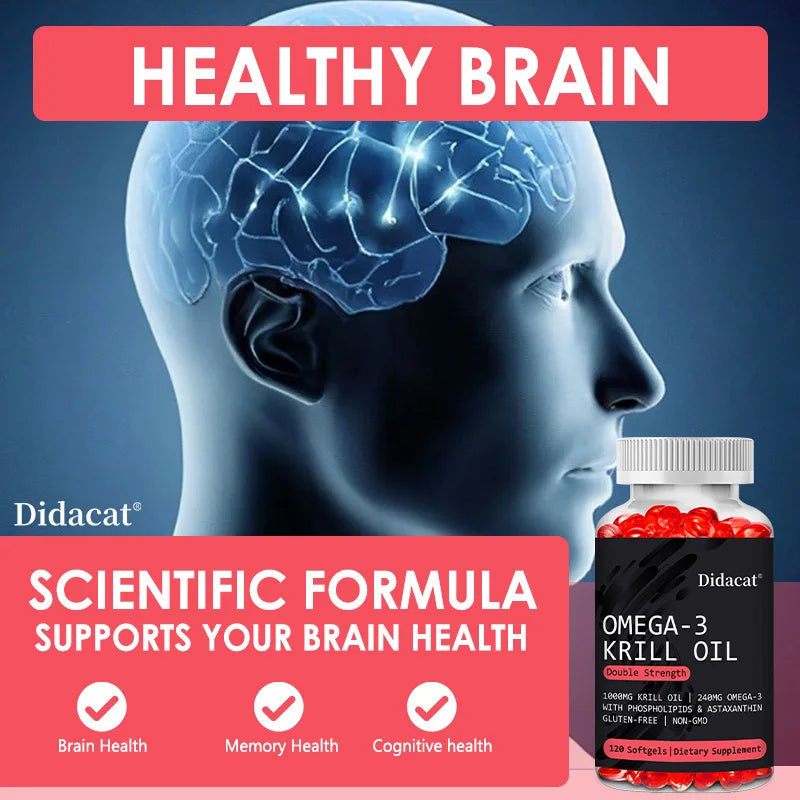 Krill Oil 1000mg Capsules – Astaxanthin, Omega-3 EPA & DHA