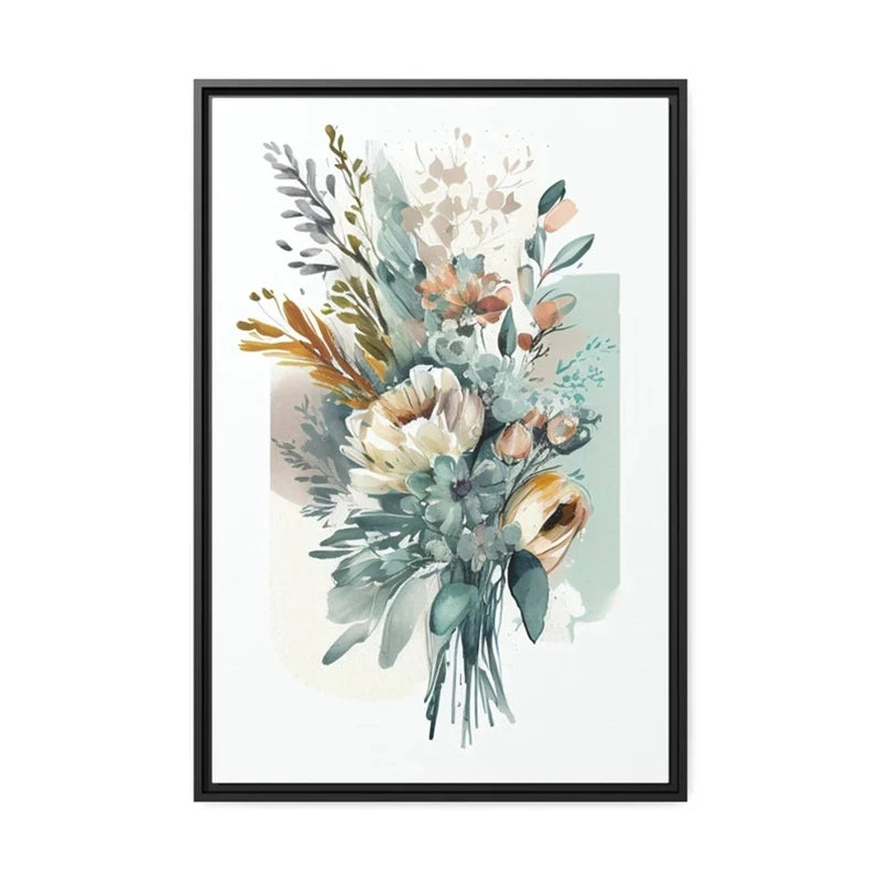 Colorful Flowers Watercolor Canvas Wall Art Print | Unframed