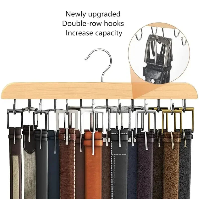 Wooden Belt Rack Women Storage Hangers for Clothes Case Home Wardrobe Accessories Supplly Scarf Organizer Men Tie Belt Hangers Peaceful Pleasures Health and Wellness
