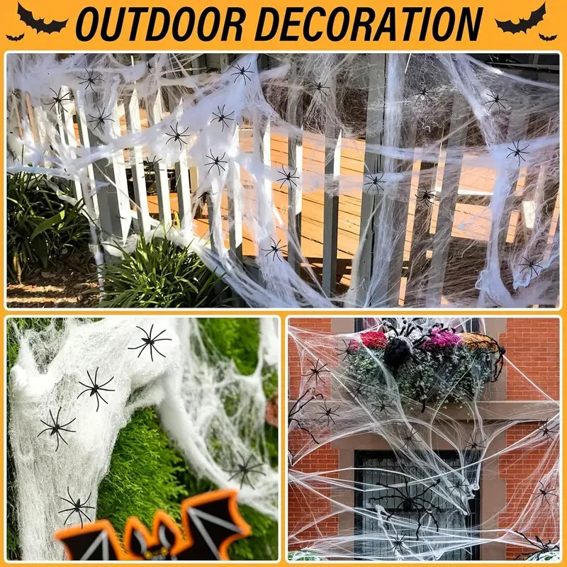 Halloween Stretchy Spider Web Cobweb Decoration Prop – 1–20 PCS