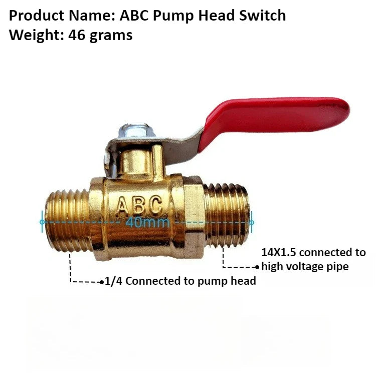 Copper 1/4" DN8 Ball Valve Plunger Pump Head & Handle Switch