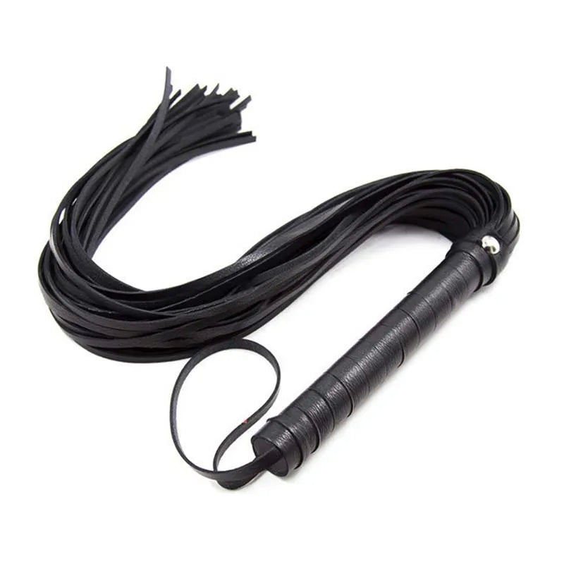 1PC PU Leather Horsewhip Riding Sports Equipment Anti-Slippery Handle Black Horse Whip Riding Horse Supplies Peaceful Pleasures Health and Wellness