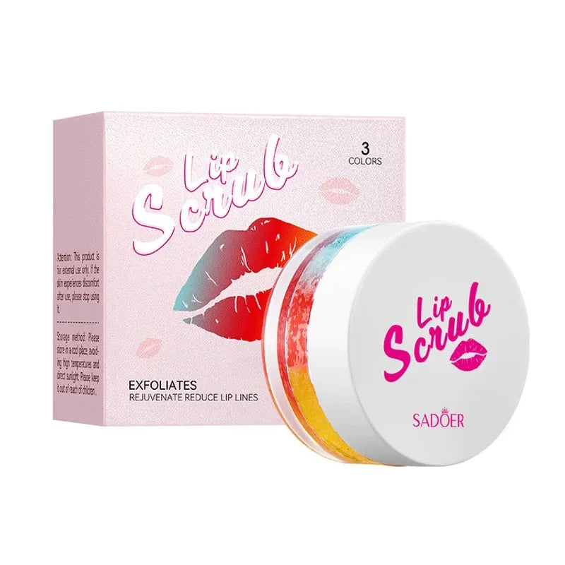 SADOER 3-Color Lip Scrub Cream | Moisturizing Lip Plumper & Balm