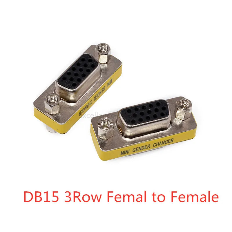 2PCS DB9 DB15 DB25 Gender Changer Adapter RS232 Com D-Sub To Male Female VGA Plug Connector 3Row 15Pin Peaceful Pleasures Health and Wellness DB15 3Row Blak F-F