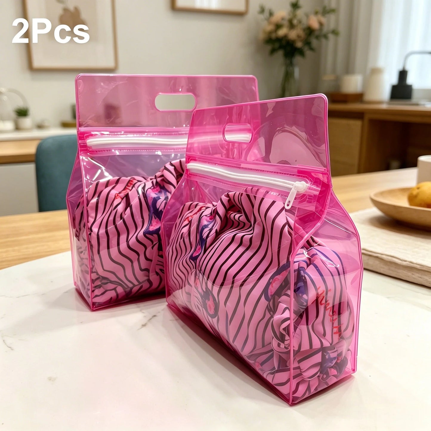 Clear Beach Tote Bag – Waterproof PVC Stadium Approved XL Clear Tote Bag Peaceful Pleasures Health and Wellness 2Pcs-Rose red