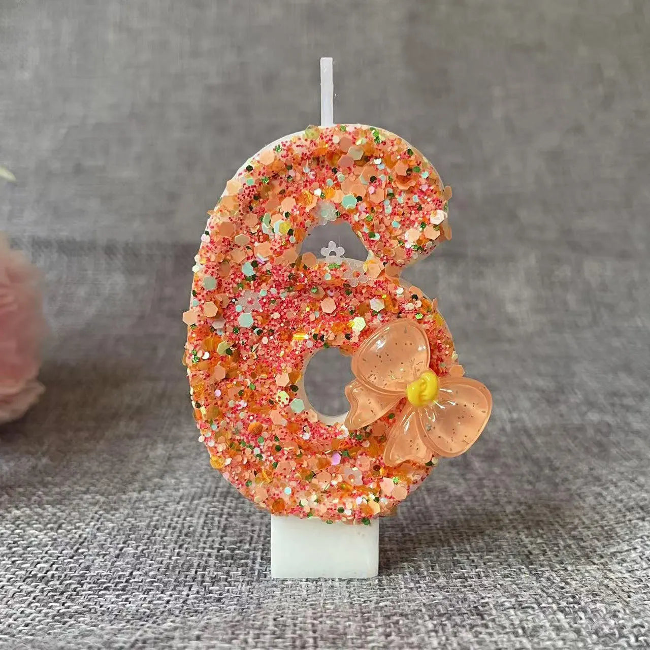 Birthday Candle Bow Orange Creative Ceremony Surprise Digital Decoration Candle Flower Style Peaceful Pleasures Health and Wellness G 1
