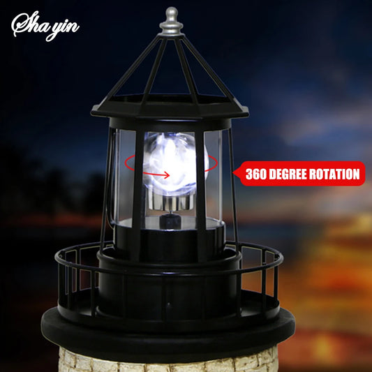 LED Solar Rotating Lighthouse Hardware Iron Electronic Accessories Outdoor Landscape Lights Garden Decoration Peaceful Pleasures Health and Wellness