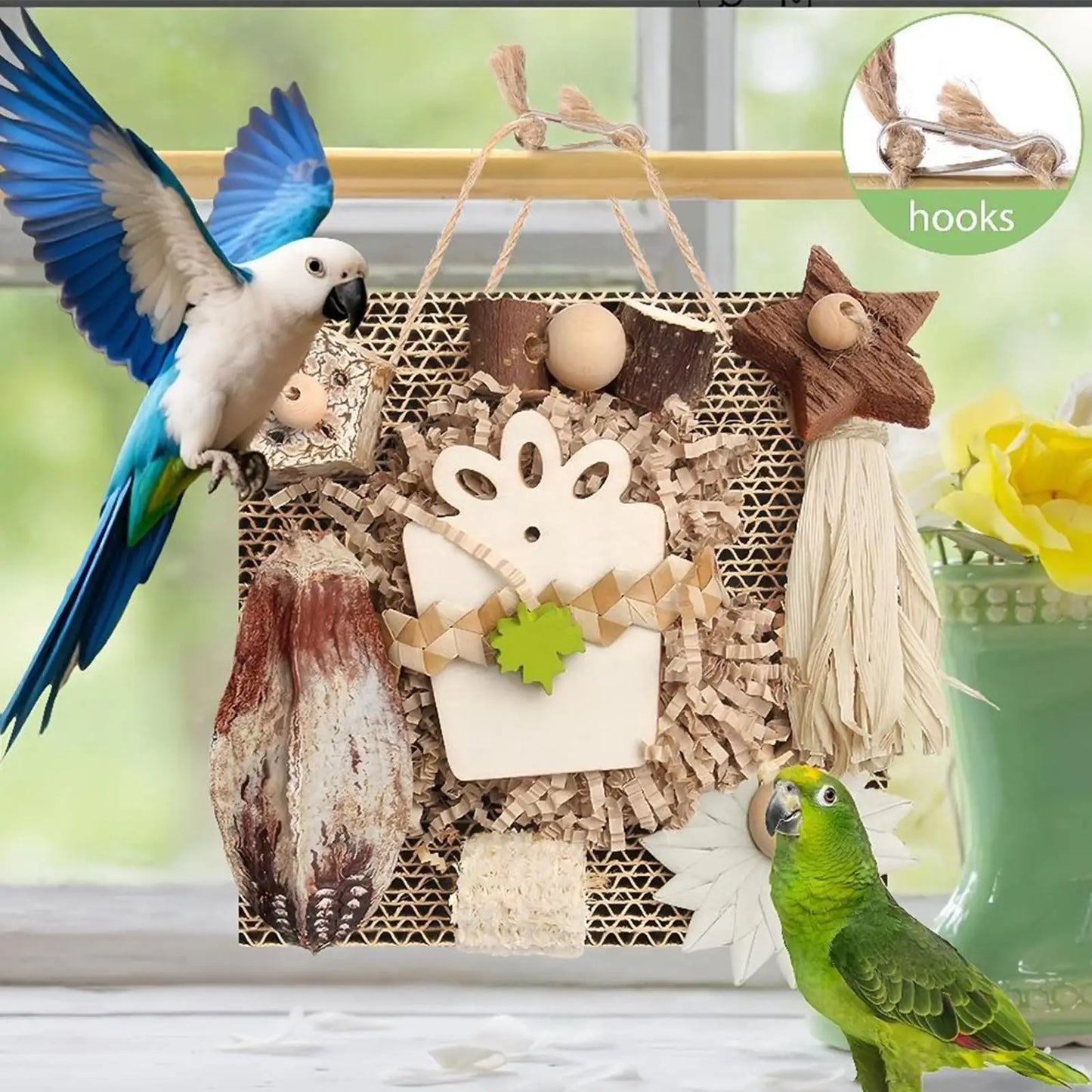 Wooden Bird Foraging Toy for Conures & Cockatiels | Chew Toy Bird Foraging Toy Peaceful Pleasures Health and Wellness