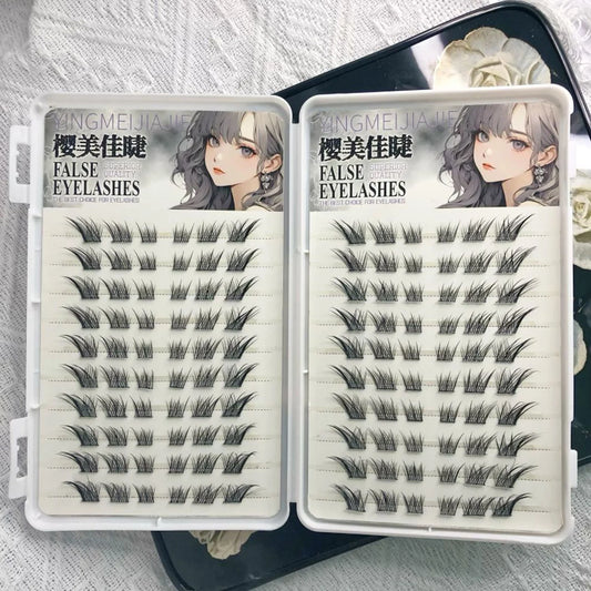 10/20rows Fox-style Wispy False Eyelashes Individual Anime Eyelash Extension Natural Thick Black Band Lashes Long Lasting Makeup Peaceful Pleasures Health and Wellness