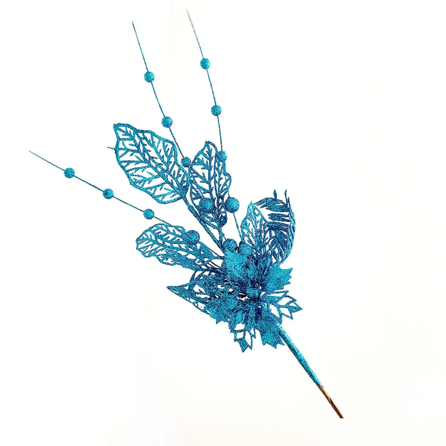 Gold Glitter Christmas Berry Branch Picks – Set of 10 Xmas Decor