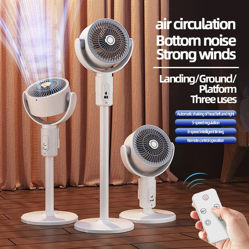 360 Circulation Quiet Powerful Floor Fan,Standing Smart Fans,with Remote Control Adjustable Height Peaceful Pleasures Health and Wellness