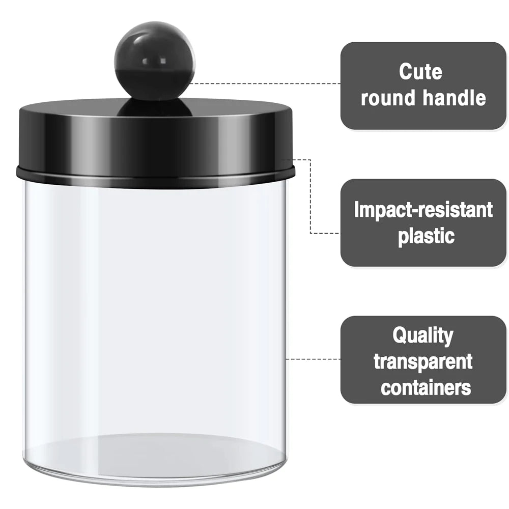 3-Pack Apothecary Jar Canister Set with Lids & Storage Tray – Q-Tip, Cotton Ball & Floss Organizer