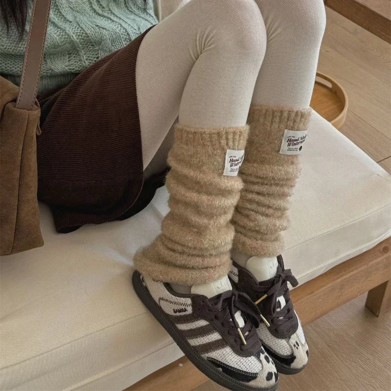 New Korean Style Sweet Cotton Ankle Sock with Marshmallow Patch Thick Warm Slouch Socks for Autumn Winter Fashionable Leg Warmer Peaceful Pleasures Health and Wellness