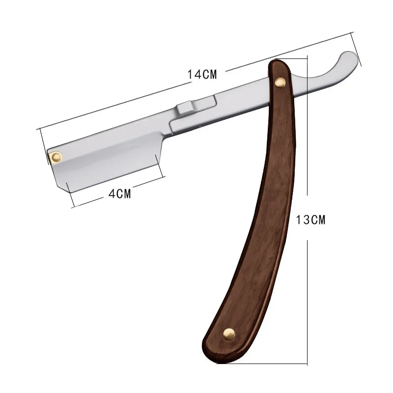 Stainless Steel Folding Shave Knife Holder Beard Straight Razor Hair Dressing Tool Men Manual Convenience Hair Shaver Holder Peaceful Pleasures Health and Wellness