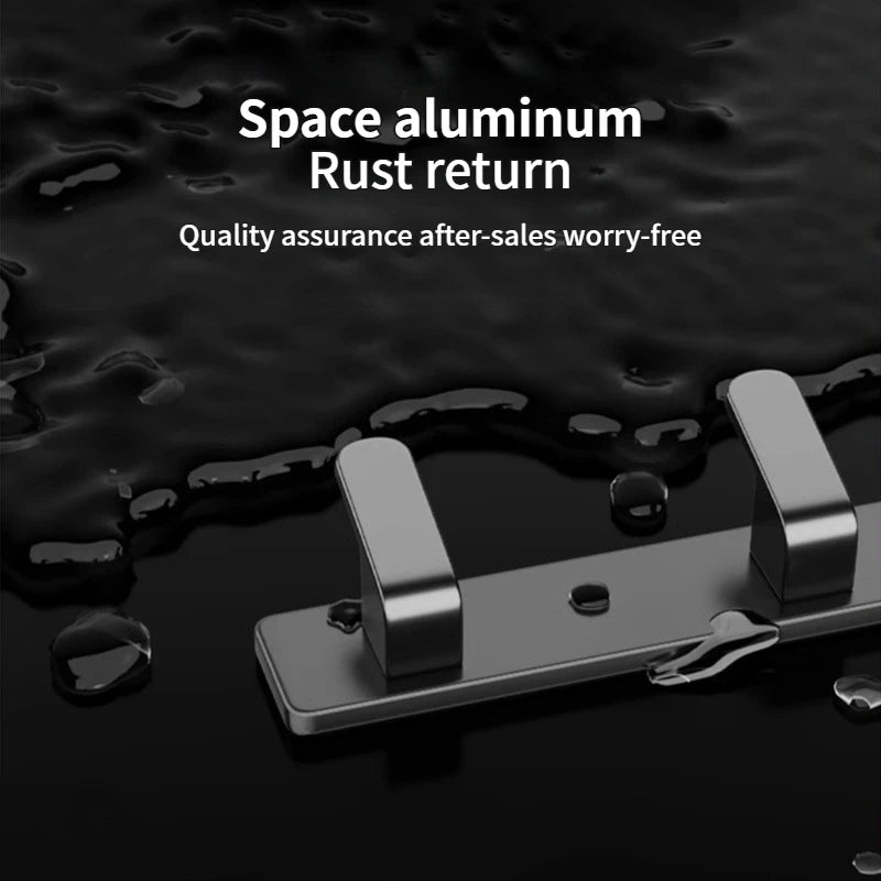 6-Hook Aluminum Wall Hook Rack for Kitchen & Bathroom