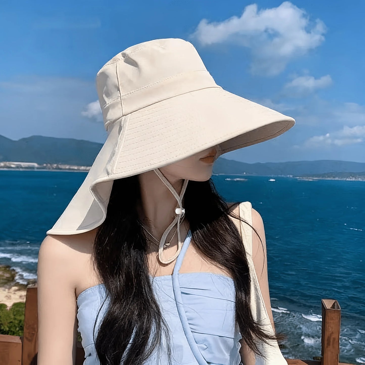 Wide Brim Sun Hat UV Protection Face Neck Cover | Unisex Wide Brim Sun Hat Peaceful Pleasures Health and Wellness Beige