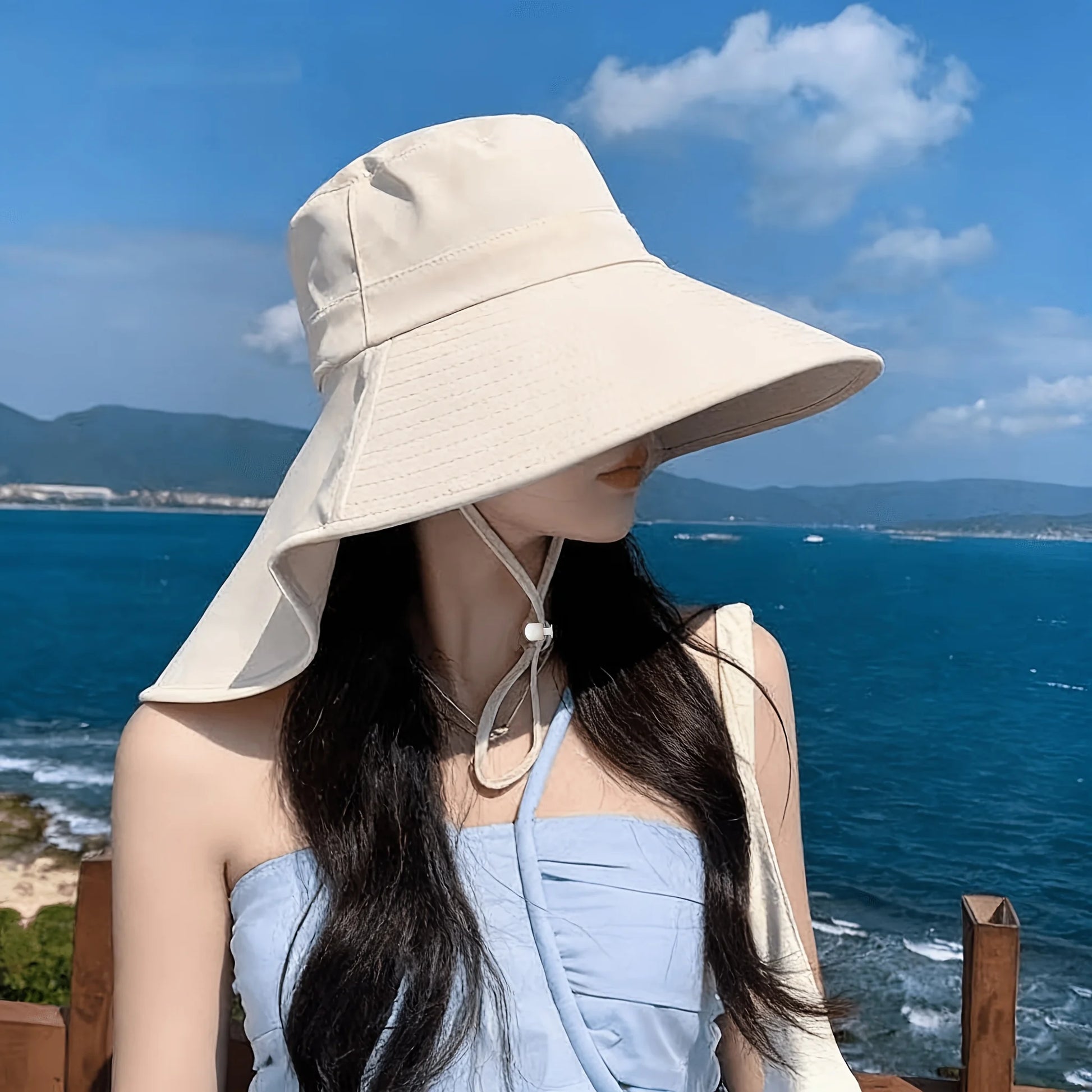 Wide Brim Sun Hat UV Protection Face Neck Cover | Unisex Wide Brim Sun Hat Peaceful Pleasures Health and Wellness Beige
