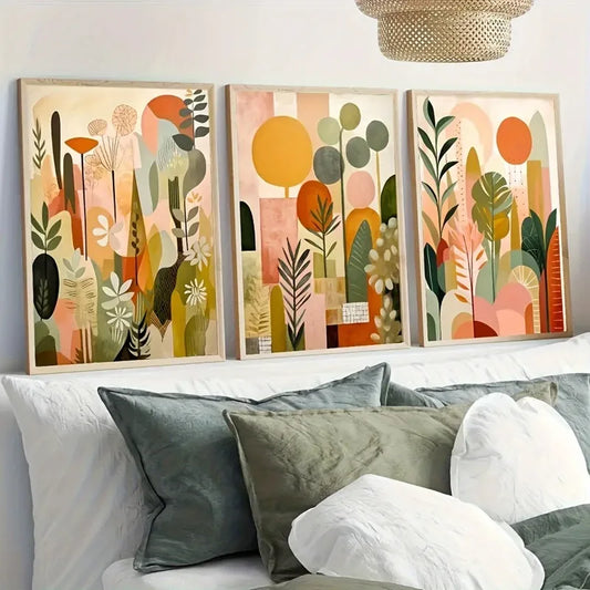 3pcs Vibrant Tropical Jungle Canvas Art Frameless Abstract Wall Decor, for Bedroom, Living Room, Office, Modern Home Decor Peaceful Pleasures Health and Wellness