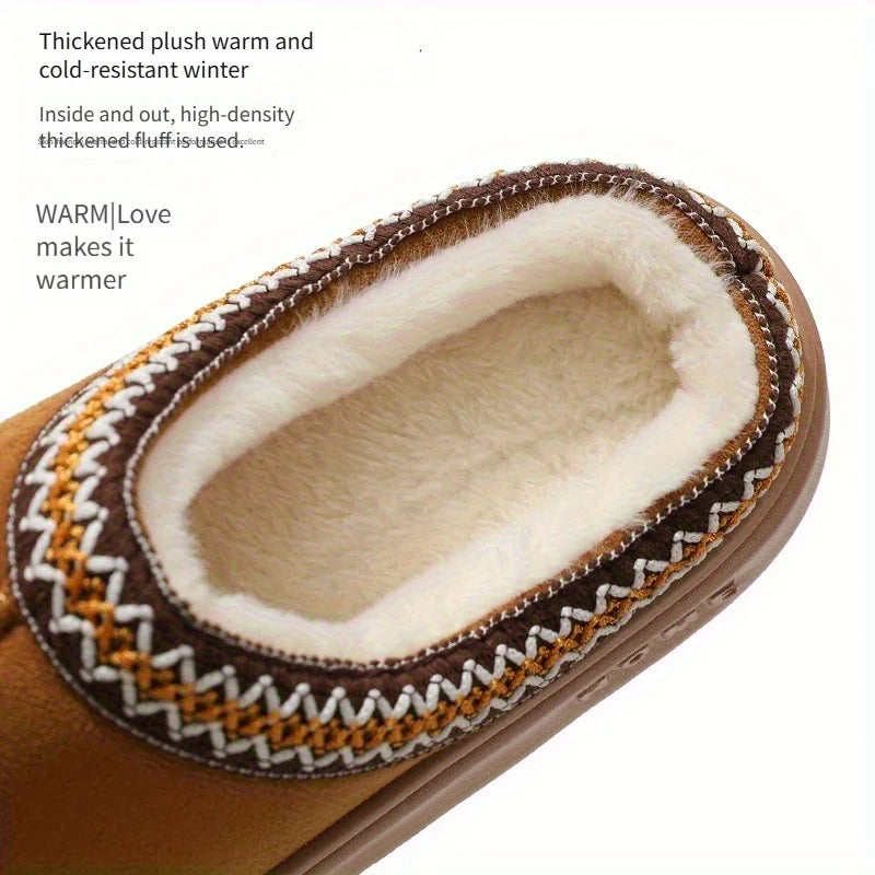 Autumn and winter lace-trimmed fashion cotton slippers for men and women, suitable for both indoor and outdoor use, providing wa Peaceful Pleasures Health and Wellness
