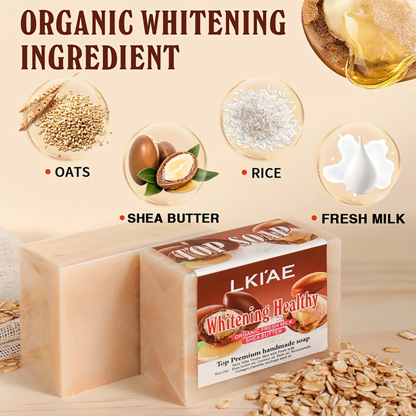 AILKE Organic Milk & Shea Butter Whitening Soap Bar 150g