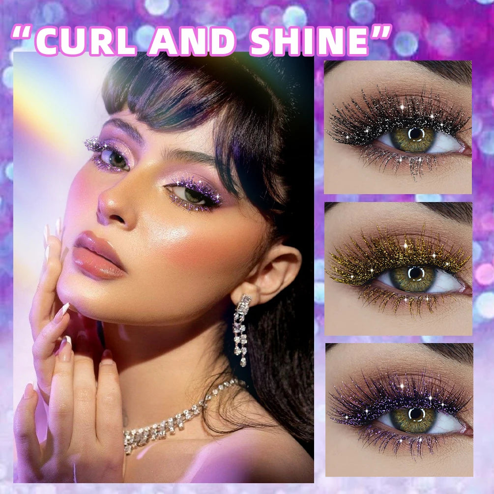 QIBEST 3 Colors Glitter Mascara Long Lasting Quick Dry Curling Extension Eyelashes Colorful Shiny Mascara Eyes Cosmetics Rimel Peaceful Pleasures Health and Wellness