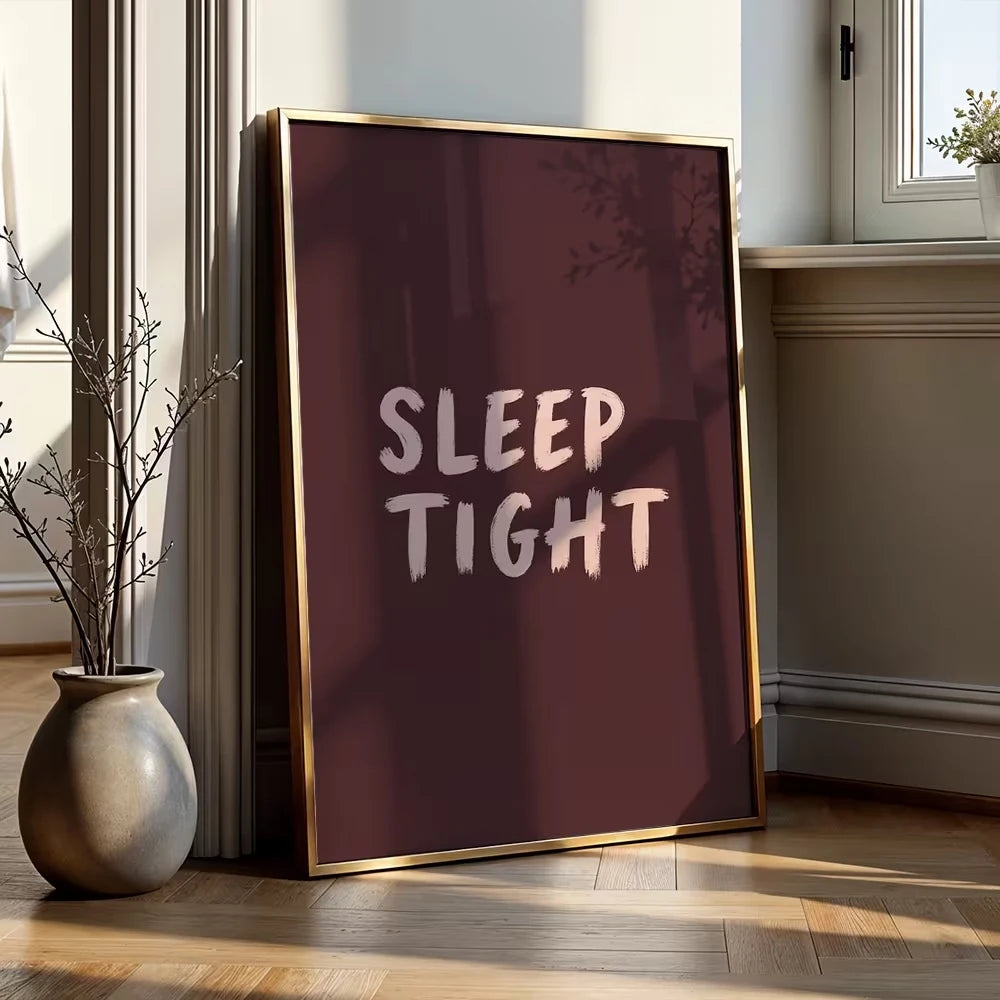 "Sleep Tight" Minimalist Canvas Wall Art for Bedroom Decor