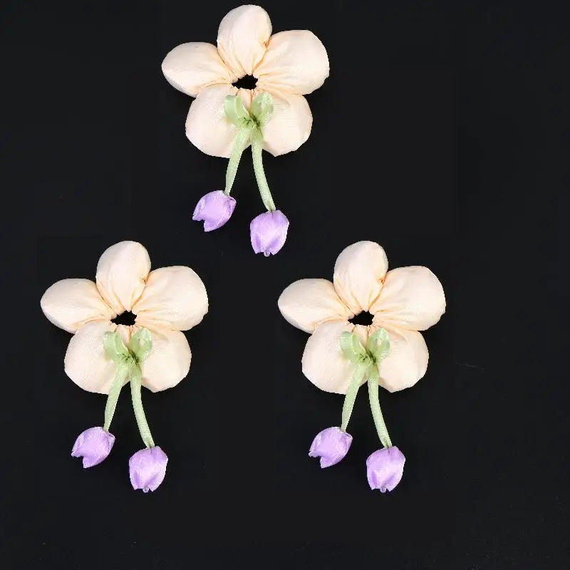Candy Color Flower Scrunchie – Soft Fabric Hair Tie for Women