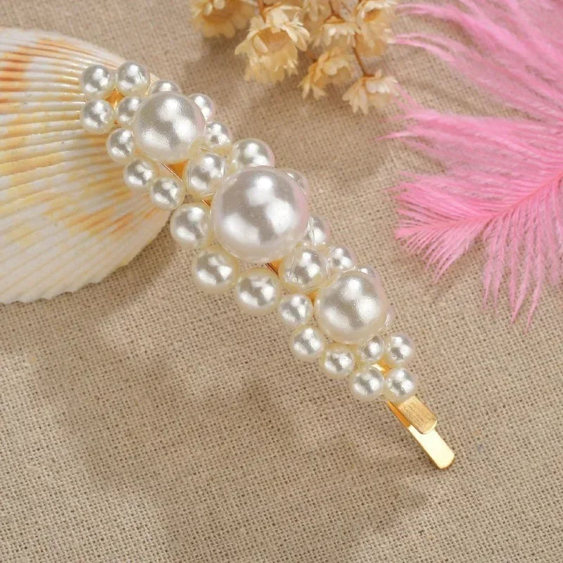 10pcs Pearl Flower Hair Clips Barrettes Set for Women & Girls