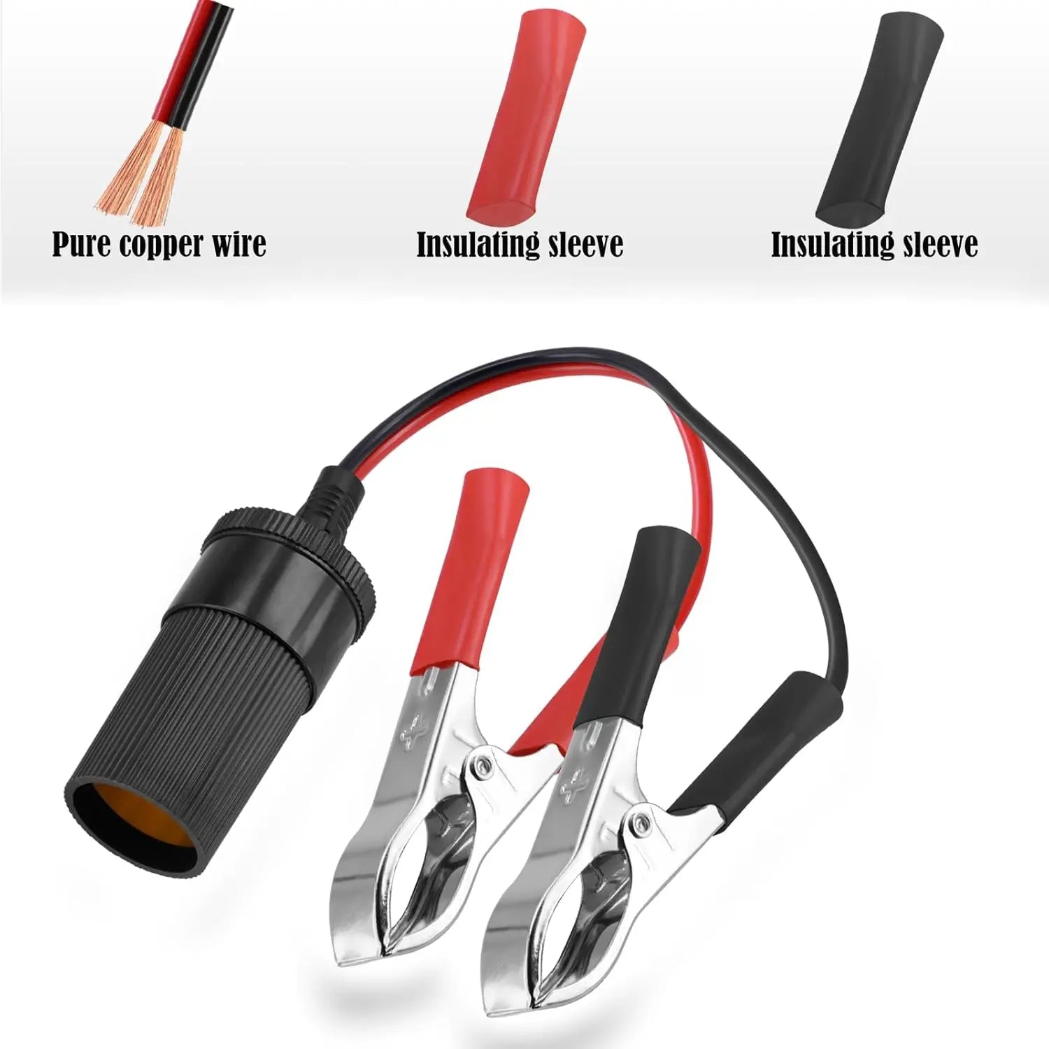 Cigarette Lighter Extension Cord, 12V Car Battery Clamp-on Extension Charge Cable, Cigarette Lighter Extension Cord Peaceful Pleasures Health and Wellness
