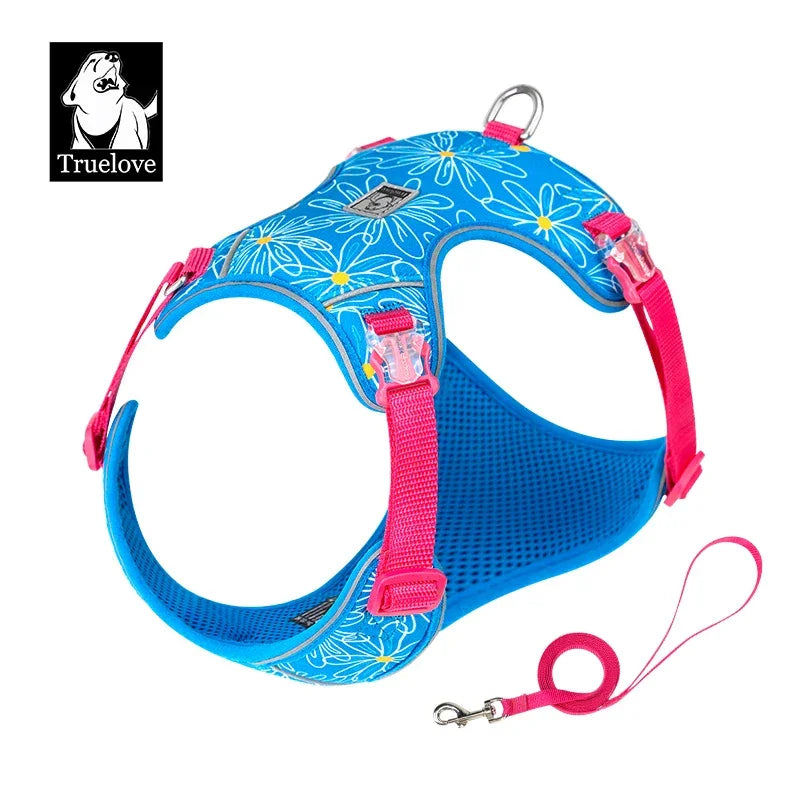Truelove Lightweight Mesh Dog Harness & Leash Set TLH2918 Dog Harnesses Peaceful Pleasures Health and Wellness Diva Blue XXS China Mainland