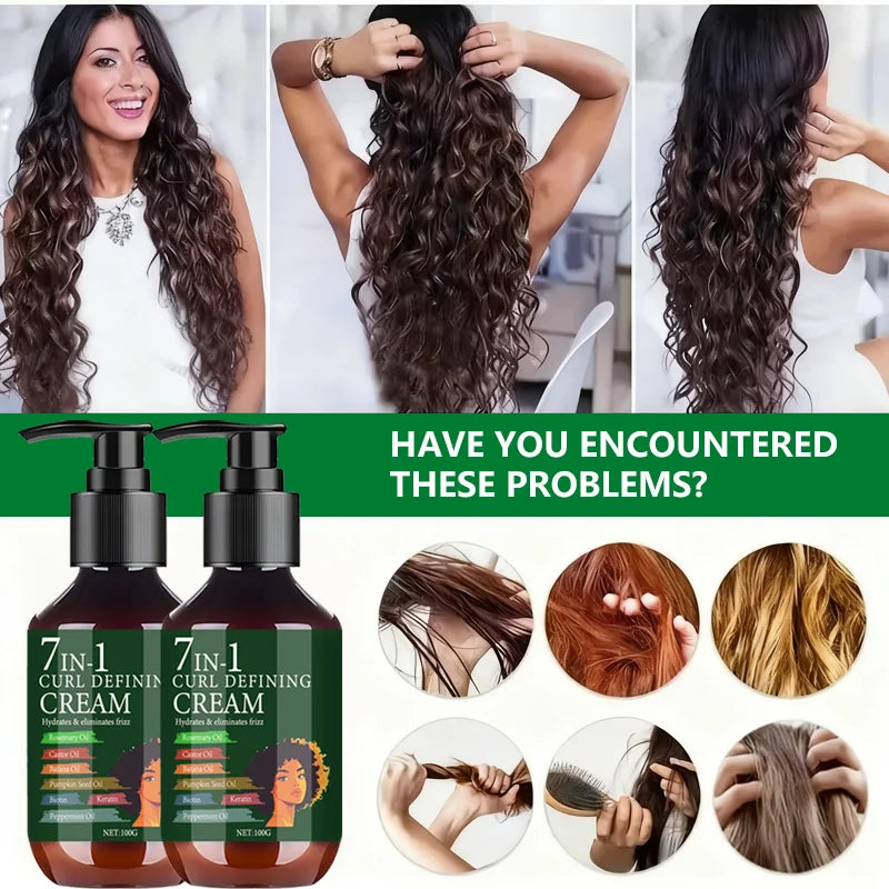 7-in-1 Curl Defining Cream – Rosemary & Castor Oil Frizz Control