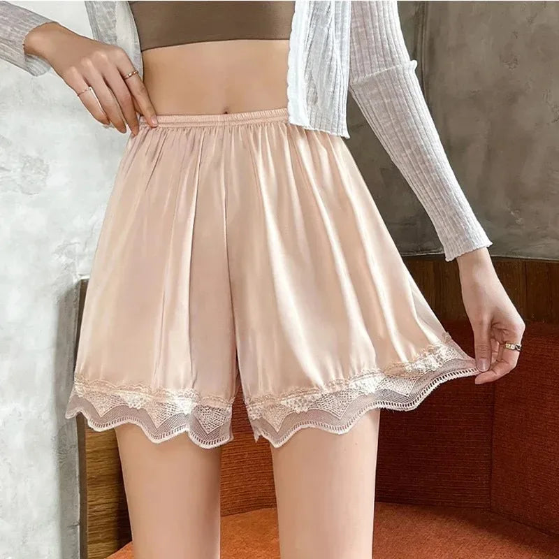 Women's Lace Trim Safety Shorts – Anti-Exposure Summer Lounge