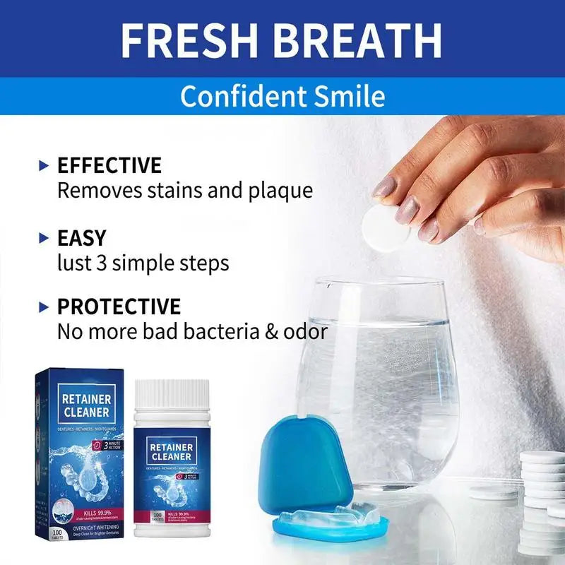 Denture Cleansing Tablets 100ct – Whitening & Fresh Breath