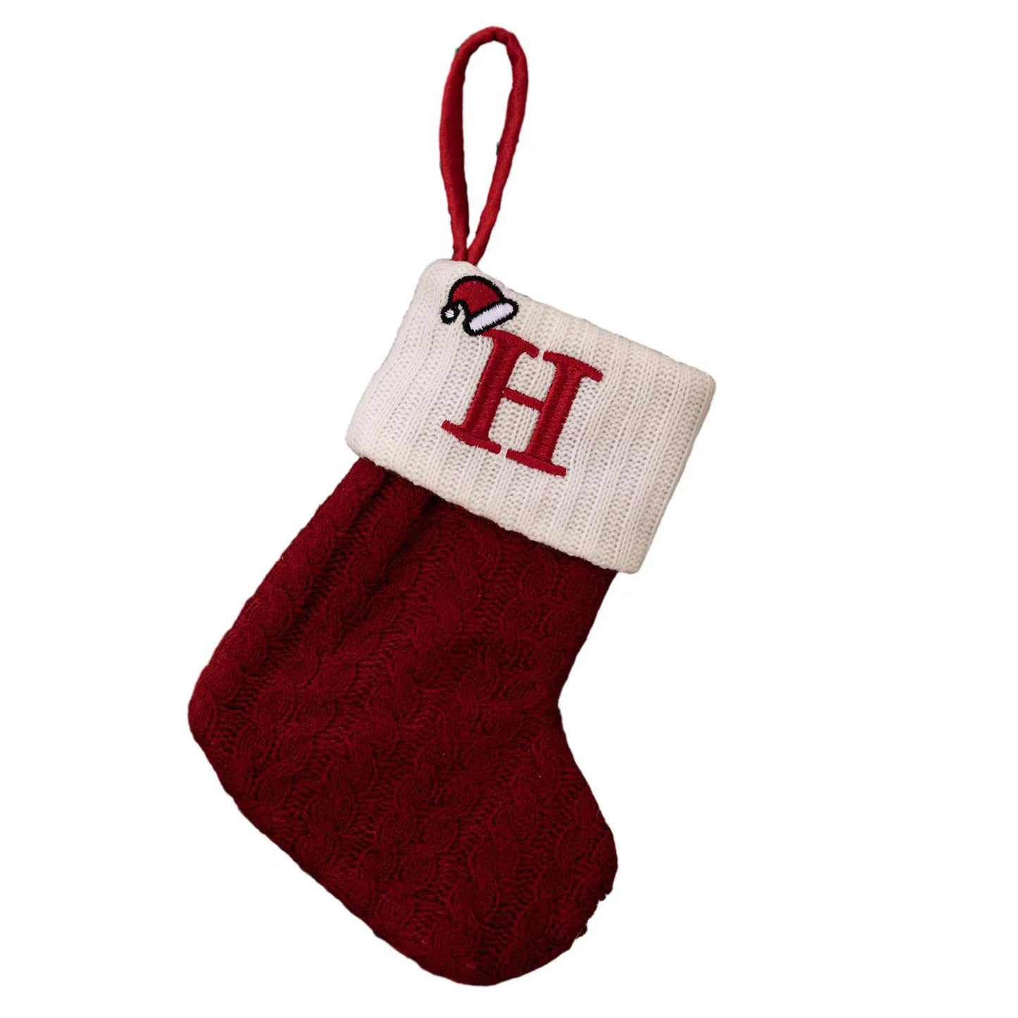 Knitted Christmas Stocking Ornament – Snowflake & Alphabet