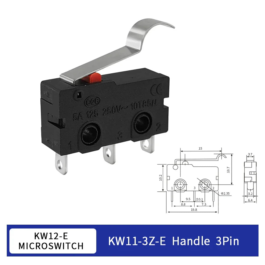 KW11-3Z Micro Limit Switch 3-Pin NO/NC 5A 125/250VAC | 10/20 Pack