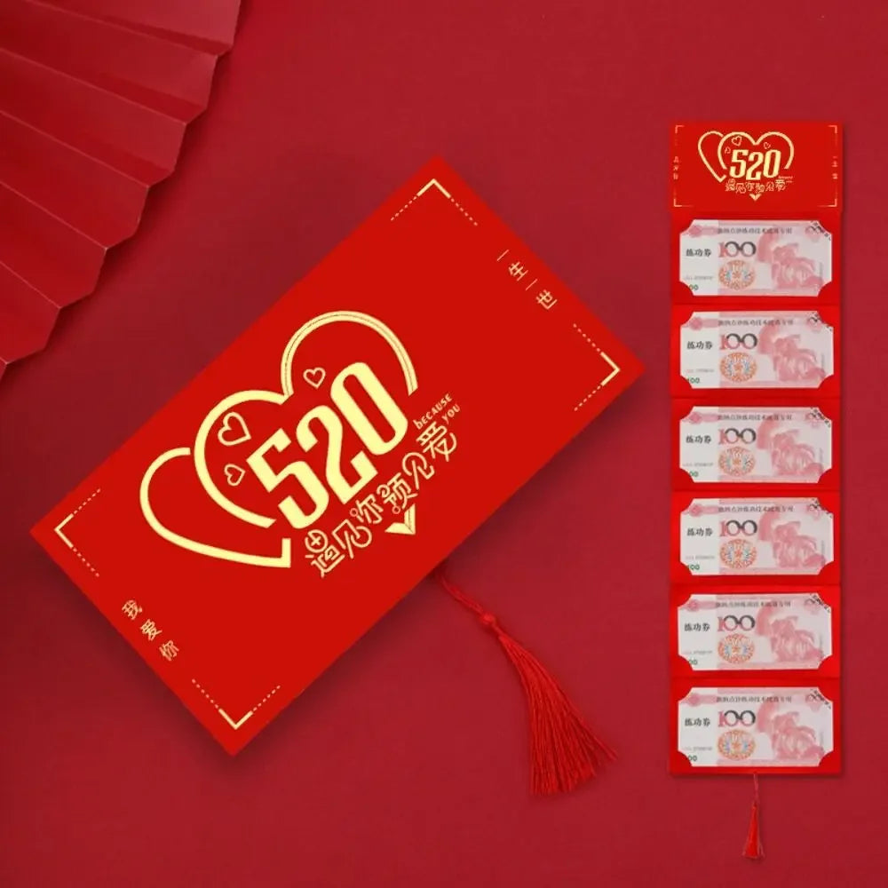 Creative New Year Packet Red Envelope DIY Packing Best Wishes Blessing Bag Luck Money Bag Tassels Red Pocket Celebration Party Peaceful Pleasures Health and Wellness 5-10 Slots-