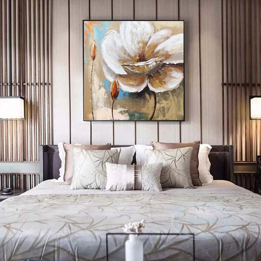 Hand Painted Canvas Oil Painting Floral Decorative Image Abstract Wall Art Poster Dining Room Bedroom Light Luxury Custom Mural Peaceful Pleasures Health and Wellness