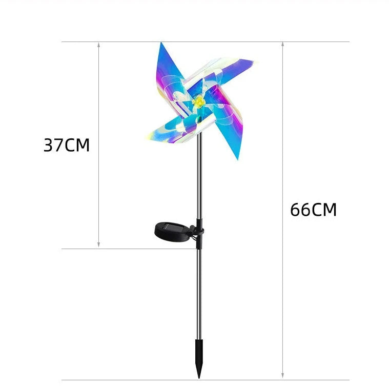 Solar Powered Lamp Wind Powered Rotation Waterproof Outdoor Garden Decor Yard Lawn Backyard Landscape Sun LED Pinwheel Lights Peaceful Pleasures Health and Wellness