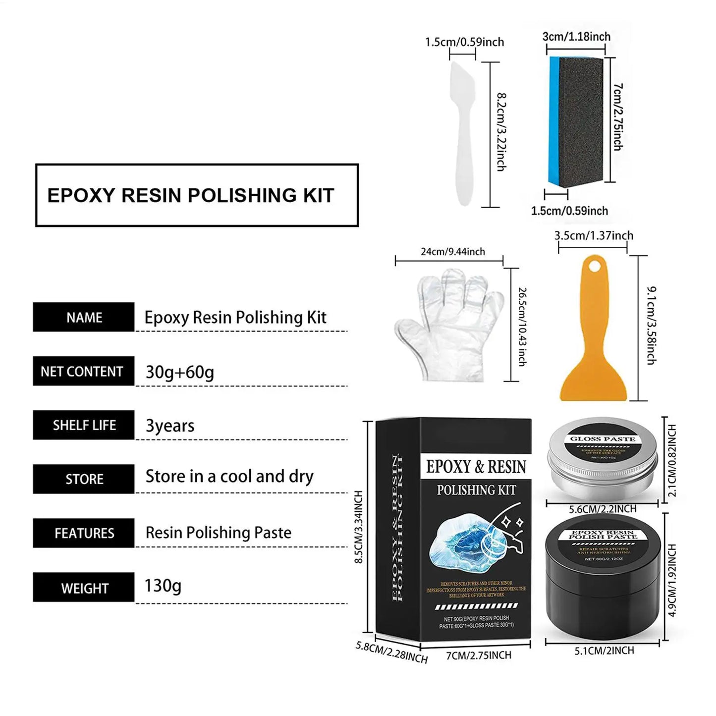 Epoxy Resin Polishing Kit Luster Restoration Cream Epoxy Scratch Polishing Compound for Homeowners Beginners Art Projects Table Peaceful Pleasures Health and Wellness