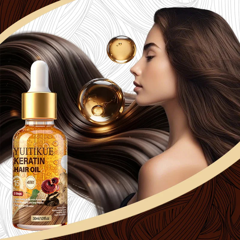 YUITIKUE Keratin Hair Oil | 4-in-1 Formula | 3 Steps 15-Minute Application For Shiny, Moisturized & Healthy Hair 30ml Peaceful Pleasures Health and Wellness