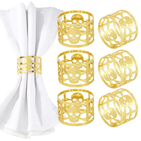 Metal Napkin Rings Set of 6 – Wedding Halloween Holiday Decor Napkin Rings Peaceful Pleasures Health and Wellness Gold