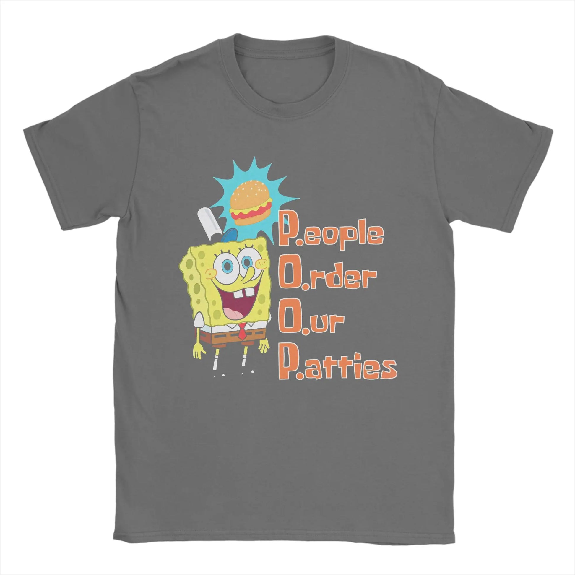S-Spongebobs Men's T Shirt Novelty Tee Shirt Short Sleeve Round Neck T-Shirt 100% Cotton Summer Clothes Peaceful Pleasures Health and Wellness Dark Grey XXL