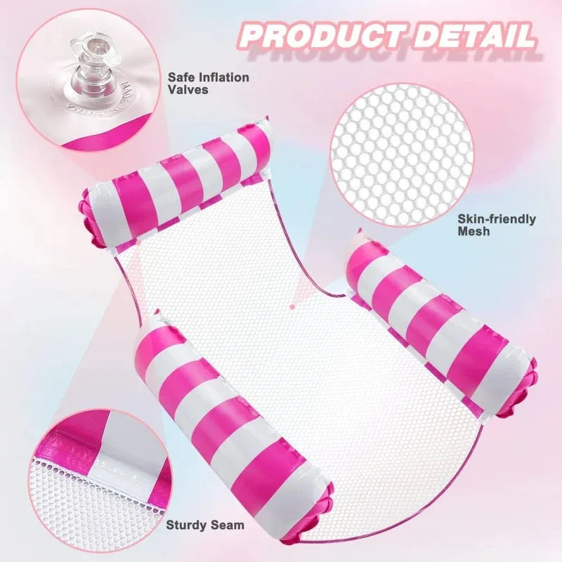 Inflatable Pool Float Mat – Foldable Water Hammock Lounge