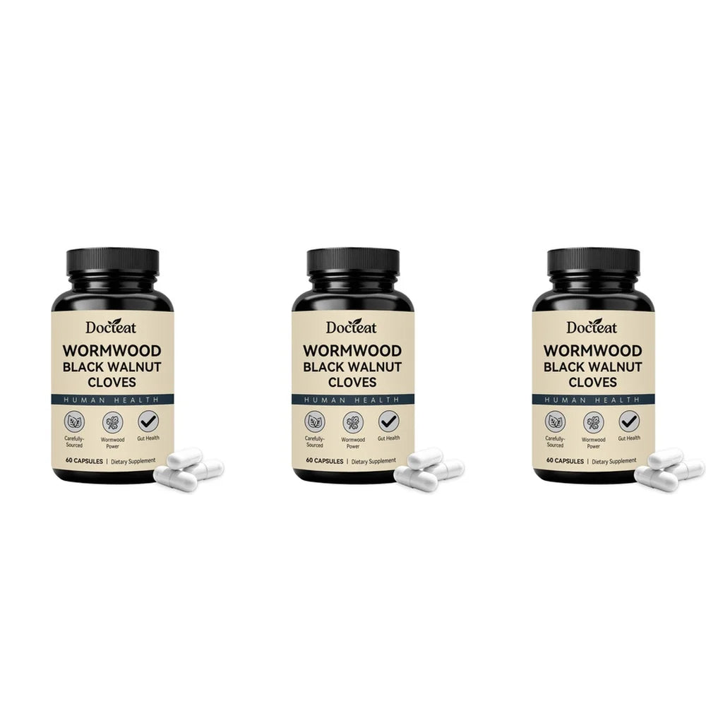 Wormwood Black Walnut Cloves Capsules 60ct – Herbal Digestive Herbal Supplement Capsules Peaceful Pleasures Health and Wellness 3 Bottles 180 Pieces