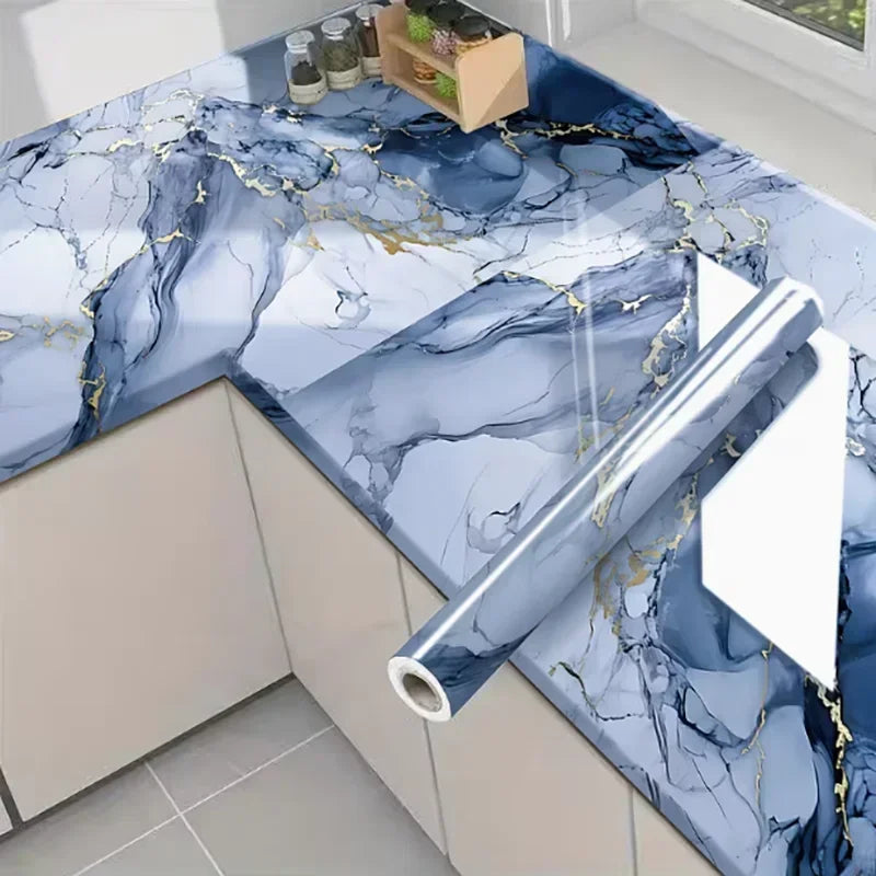 Marble PVC Self-Adhesive Wallpaper 40cm – Waterproof Kitchen Sticker