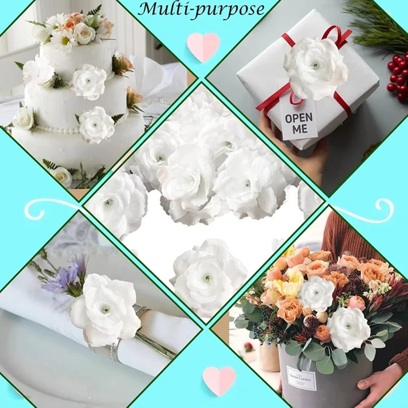 Artificial Silk Rose Heads 25/50 Pcs – Wedding & Party Decor