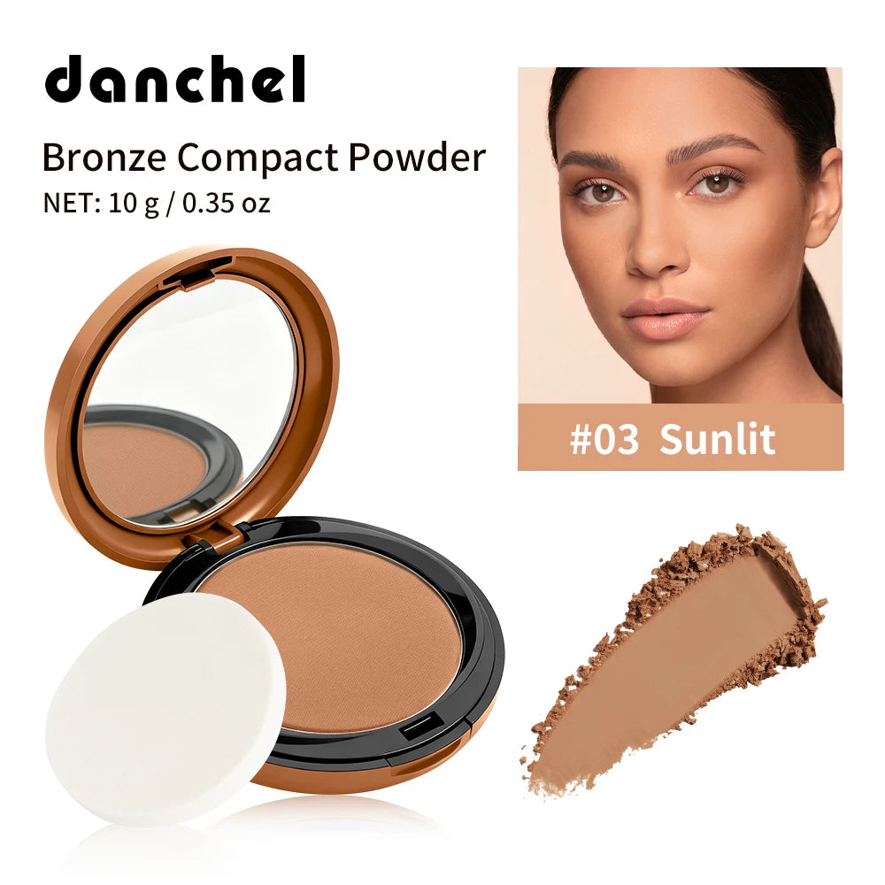 Bronze Compact Powder Long-Lasting Smooth Matte Bronze Finish Natural Brightening Conceal Flaw Even Skin Tone Powder With Mirror Peaceful Pleasures Health and Wellness Sunlit