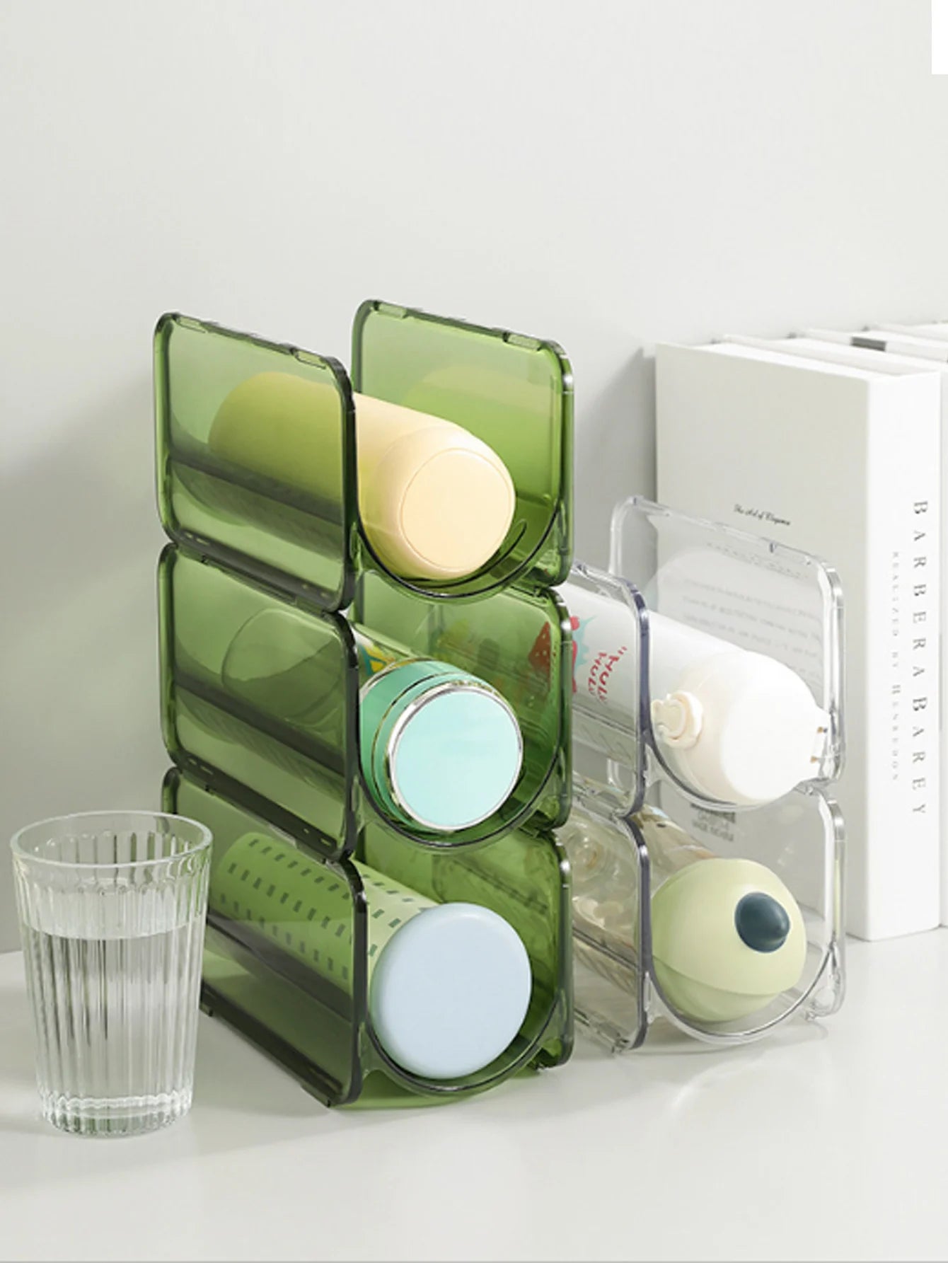 1Pc Water Cup Organizer Stackable Cup Holder Suitable for Cabinets Water Bottle Holder Kitchen Refrigerator Storage Organizatio Peaceful Pleasures Health and Wellness