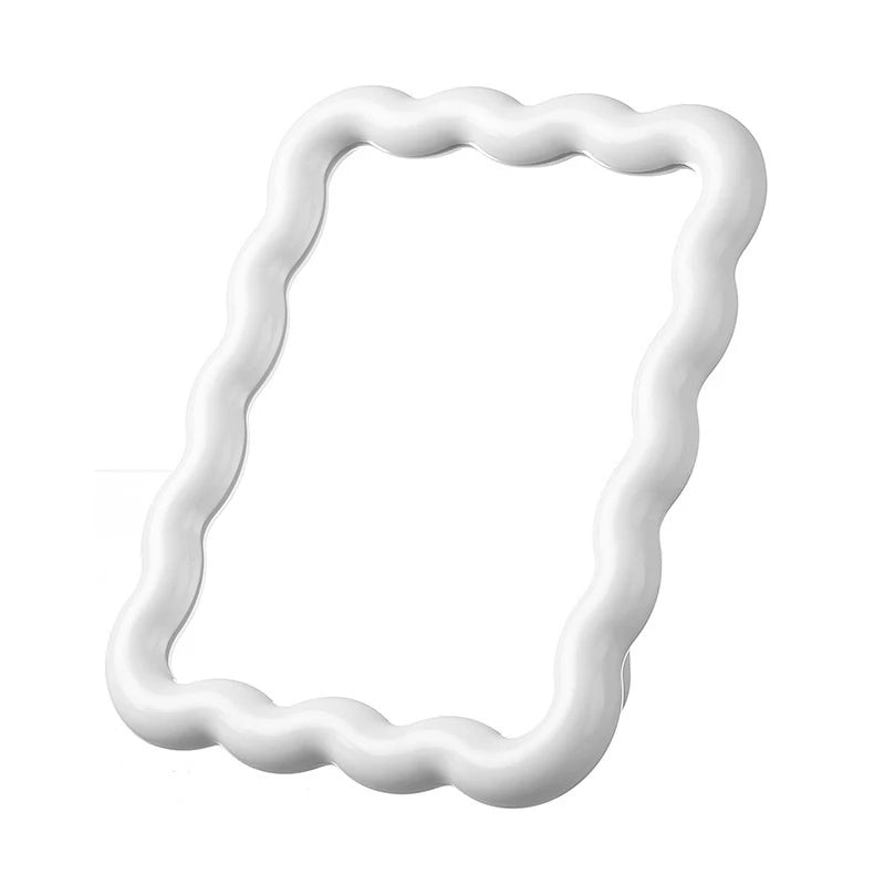 Corrugated Desktop Makeup Mirror Solid Color Simple Portable Handheld Makeup Mirror Foldable Student Compact Cute Mirror Peaceful Pleasures Health and Wellness White