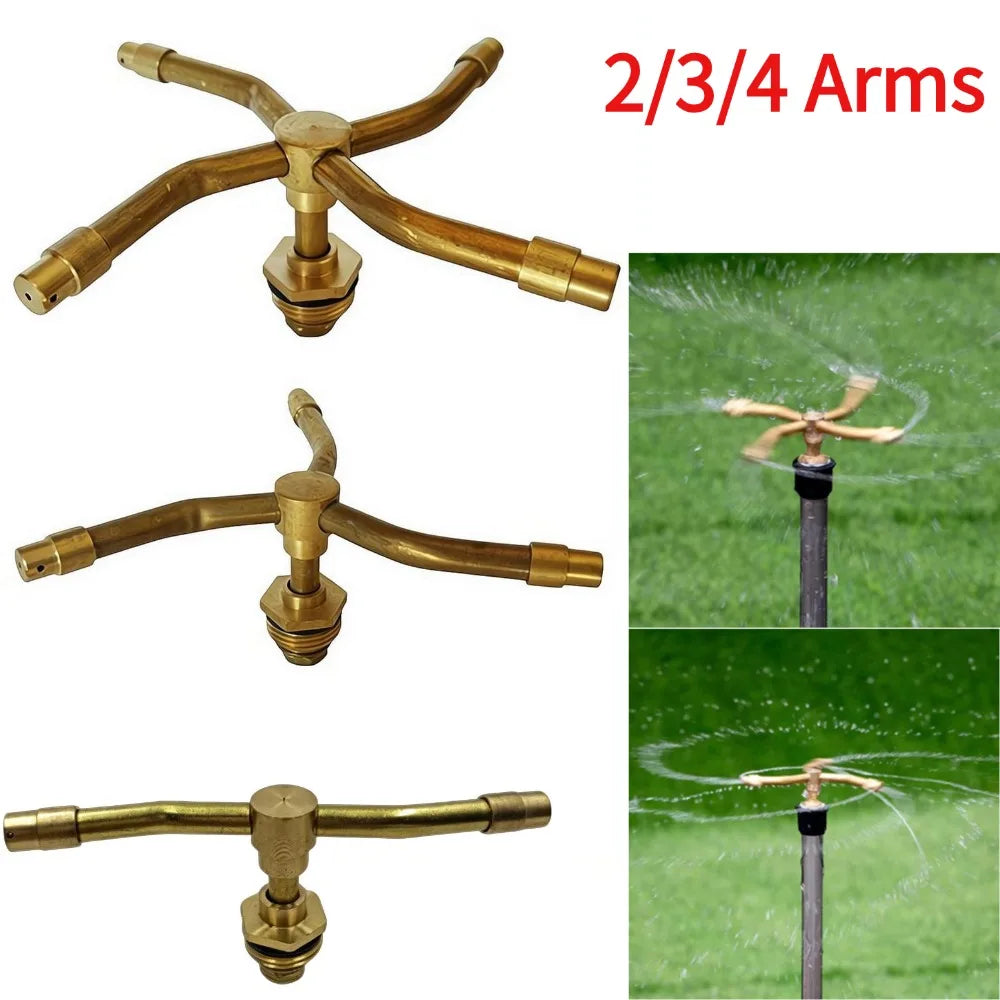 360° Rotating Brass Nozzle 2/3/4 Arms Rotating Sprinkler Head Garden Lawn Irrigation Watering Nozzle For Agriculture Horticultur Peaceful Pleasures Health and Wellness